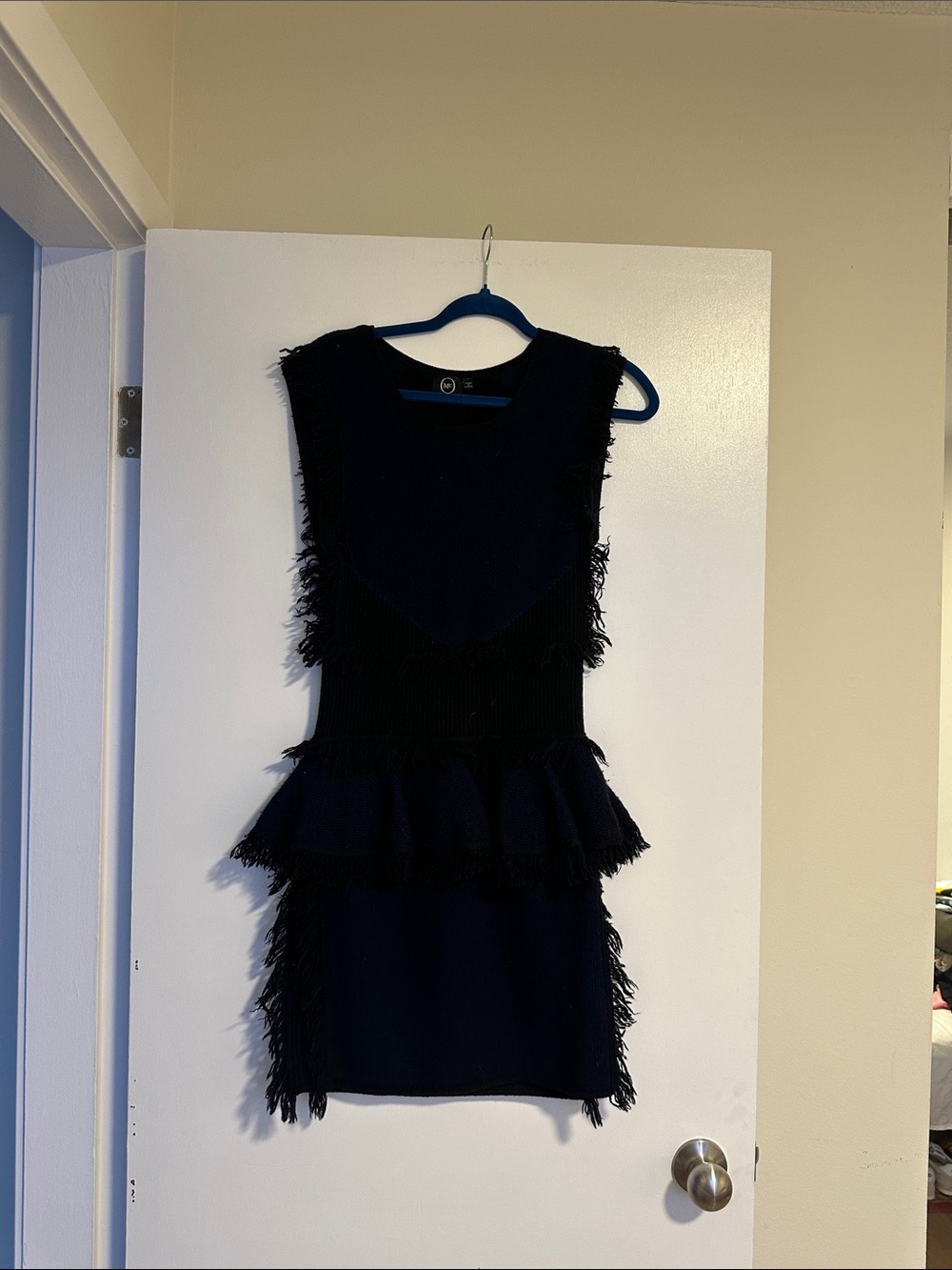 Alexander McQueen Black Fringe Peplum Knit Dress